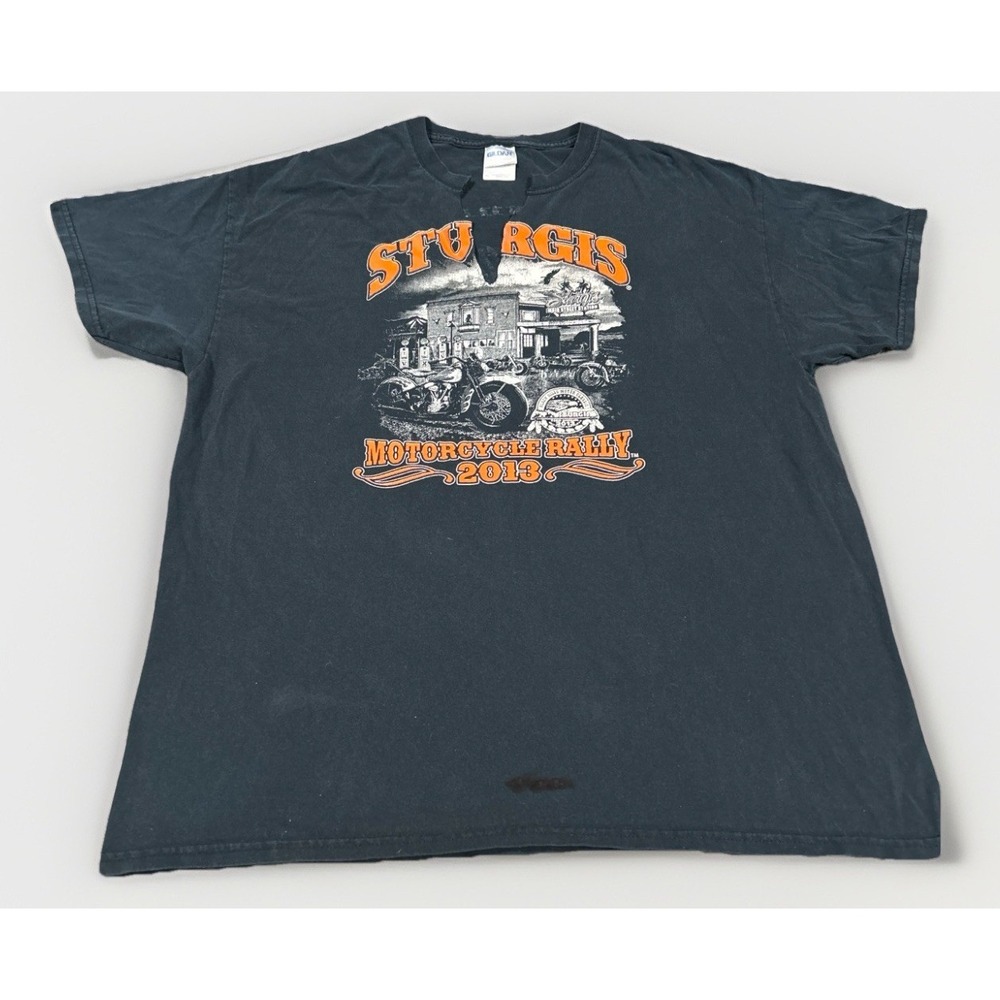 Sturgis Motorcycle Rally 2013 T XL Black Front Back Print Distressed Gildan Cut